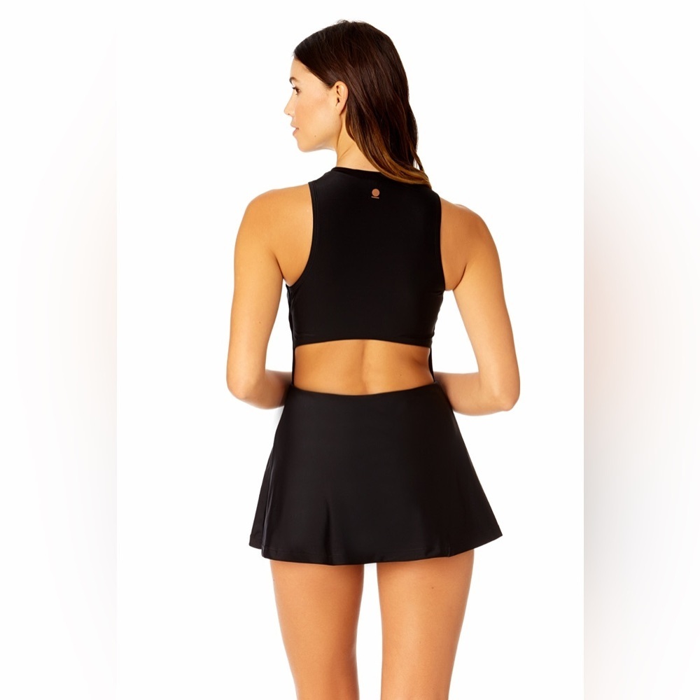 Coppersuit womens medium 8 10 bathing suit swim dress athletic zip black NWT - Picture 2 of 12
